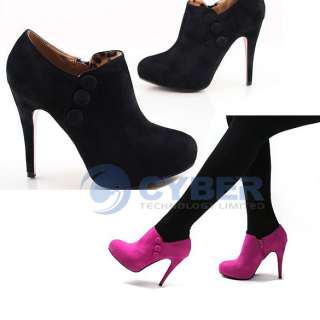 Sexy Vogue High Heel Ankle Boots Button Womens Shoes  
