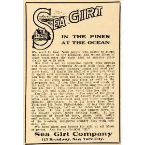  1910 Ad Sea Girt Hotel Shore Pines Ocean NY Broadway 