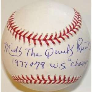  Mickey The Quick Rivers 1977 78 W.S. CHAMPS Signed MLB 