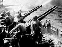 40mm Bofors AA Gun in Action, US Navy, WW2 Photo WWII  