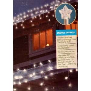   70 LED star icicle lights set, white with white wire: Home & Kitchen