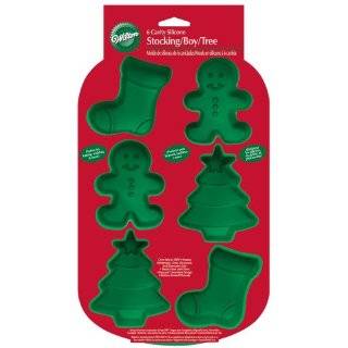 Wilton 6 Cavity Silicone Stocking, Boy and Tree Mold Pan