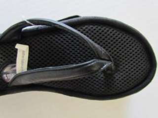 SMARTDOGS New Black Genuine Leather Sandals Flip Flops Womens 5.5   6 
