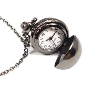   Refacing Design Antique Style Delicate Pocket Watch with Chain   Black