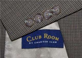 46L Charter Club BROWN GREEN TWEED 100% WOOL sport coat suit blazer 