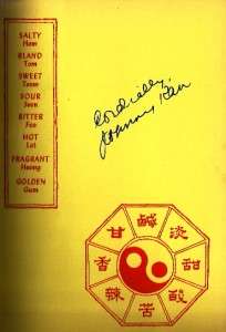 SIGNED COOKBOOK CHINESE Eight Immortal Flavors Johnny Kan 1964 HC w 