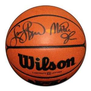 Magic Johnson and Larry Bird Autographed Basketball  Details: NCAA 