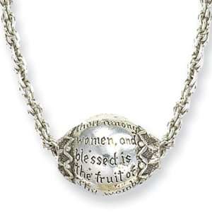  Silver tone Hail Mary Prayer Necklace/Mixed Metal Jewelry
