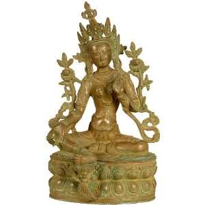  Savior Goddess Green Tara   Brass Sculpture: Home 