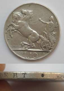 ITALY 10 LIRE 1928 *FERT* SILVER COIN  