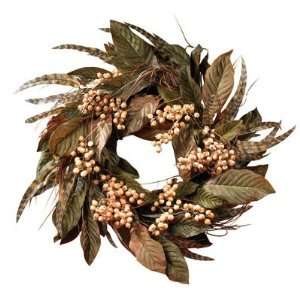  Nearly Natural 24 inch Feather and Berry Wreath