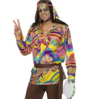Psychedelic Hippie Man Mens 60s 70s Fancy Dress Costume  