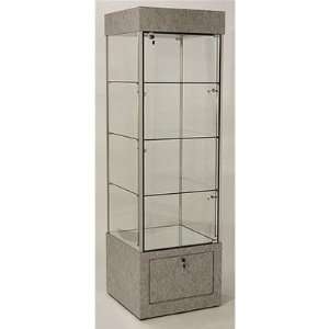 Medium Square Glass Tower Display Case Finish Silver / Silver Frame 