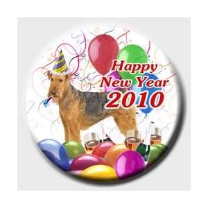  Airedale Terrier Happy New Year Pin Badge 