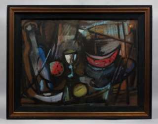   Modern Painting Jon Von Wicht Still Life Cubist Abstract 1948  