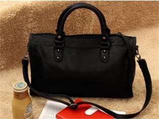 New Womans Black PU Leather Shoulder Bag Fashion Handbags Free 