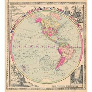    Tunison 1887 Antique Map of the Western Hemisphere
