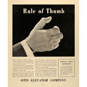  1935 Ad Otis Elevators Rule of Thumb Hand Maintenance 