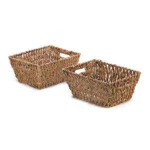 WHOLESALE LOT 2 BAMBOO STACKABLE WICKER BASKETS CANASTAS MAGAZINES 