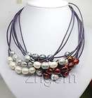 wholesale lots 9strands big pearl beads necklace purple