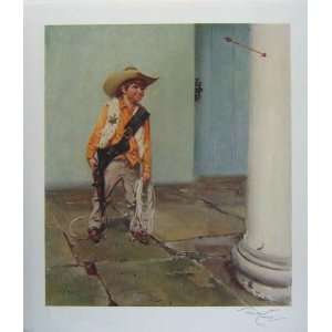  Terence Cuneo Cowboy Signed Print Lasso Gun Mouse