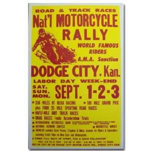  1956 Dodge City Motorcycle Racing Poster Print Everything 