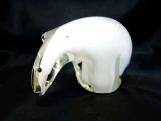 New Hand Blown Glass White Polar Bear Paperweight  