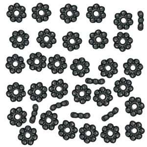  Black Finish Pewter Daisy Spacer Beads 4mm (50)