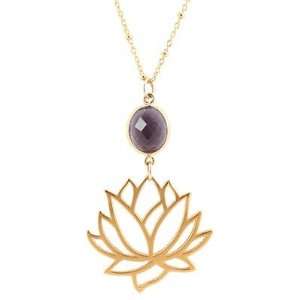  Open Design Gold Vermeil Lotus Flower Pendant and Faceted 