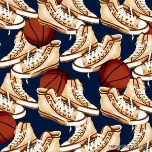  Playball Basketball Sneakers on blue by Riley Blake 