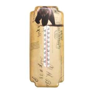  Bear Rustic Lodge Metal Indoor/Outdoor Thermometer: Patio 