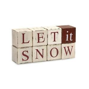  Red & White Decorative Distressed Let it Snow Solid 