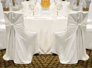 100 White Satin Universal Self Tie Chair Covers Wedding  