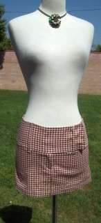 Burgundy Houndstooth Mini RUDE GIRL Mod skirt Medium M  