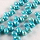 5x7mm Blue Freshwater Pearl Top Drilled Oval Beads 15L  