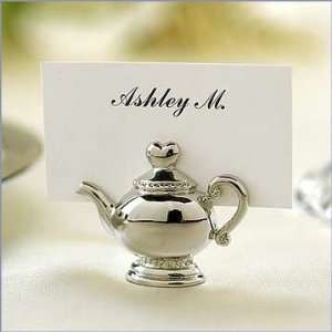 Silver Teapot Baby Shower Placecard Holders   Set of 4 