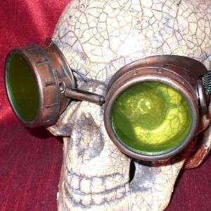 Steampunk Goggles Glasses cyber lens Old Red Lime green  