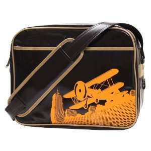   Vintage Biplane Premium Diaper Bag Coated Canvas, Brown Gloss: Baby