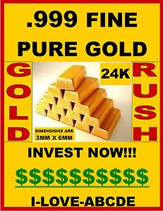   Real 5 of 1 GRAIN 24K SOLID GOLD BULLION MINTED BAR 0.999 FINE  