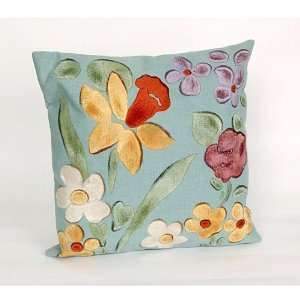  Liora Manne Visions II Watercolor Flower 20 Pillow   Aqua 