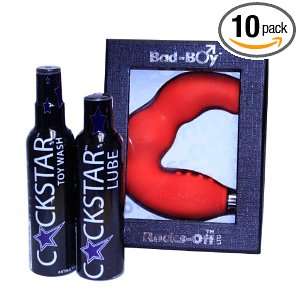 Rocks Off Bad Boy Prostate Massager in Red with Cockstar Lube and Wash 