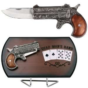 Wild Bill’s Double Barrel Derringer knife   plaque display  