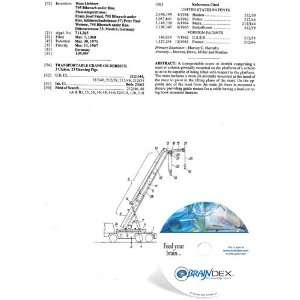  NEW Patent CD for TRANSPORTABLE CRANE OR DERRICK 