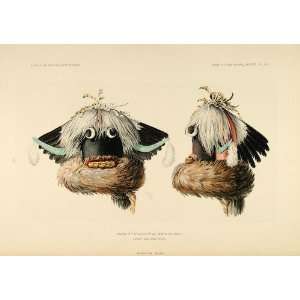  1904 Zuni Indian Mask Kachina Warrior God Lithograph 