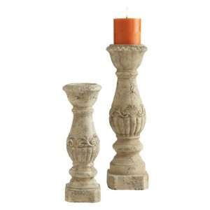   Set of 2 Shell Crest Pedestral Pillar Candle Holders: Home & Kitchen