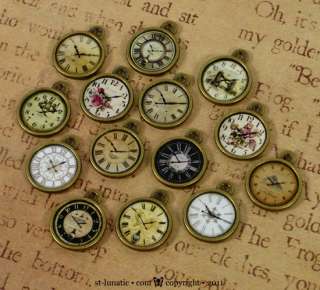 Shabby Chic~small Steampunk Pocket Watch Clock Charm  