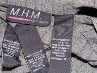 MHM MELISSA HARPER 3pc Gray & Black Pinstripe Pants Blazer Vest Career 