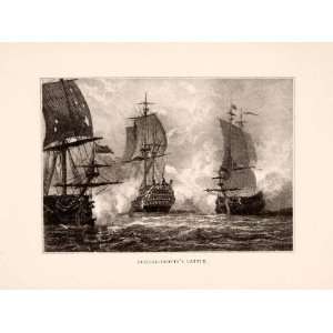  1887 Lithograph Duguay Trouin Ships Sailing Ocean Battle 