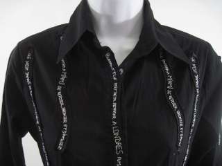 RAYURE Black Embroidered Button Down Shirt Size 40  