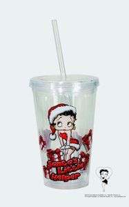 Betty Boop Acrylic Tumbler Drinking Glass: Santas Helper  